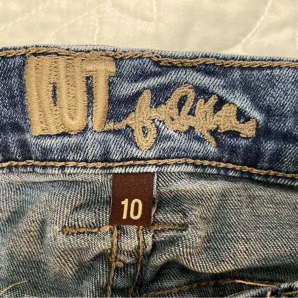 Kut From The Kloth Distressed Straight Jeans Raw Hem Size 10 - Picture 4 of 12